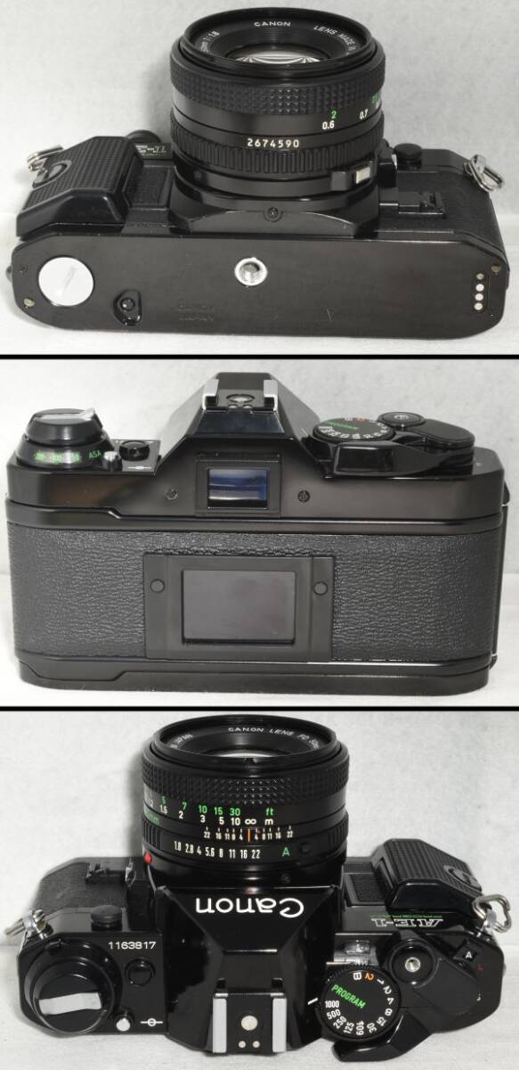 【整備/性能測定済】Canon AE-1 PROGRAM ブラック＋NFD50mmF1.8_ P,S,機能OK(1163817_105)