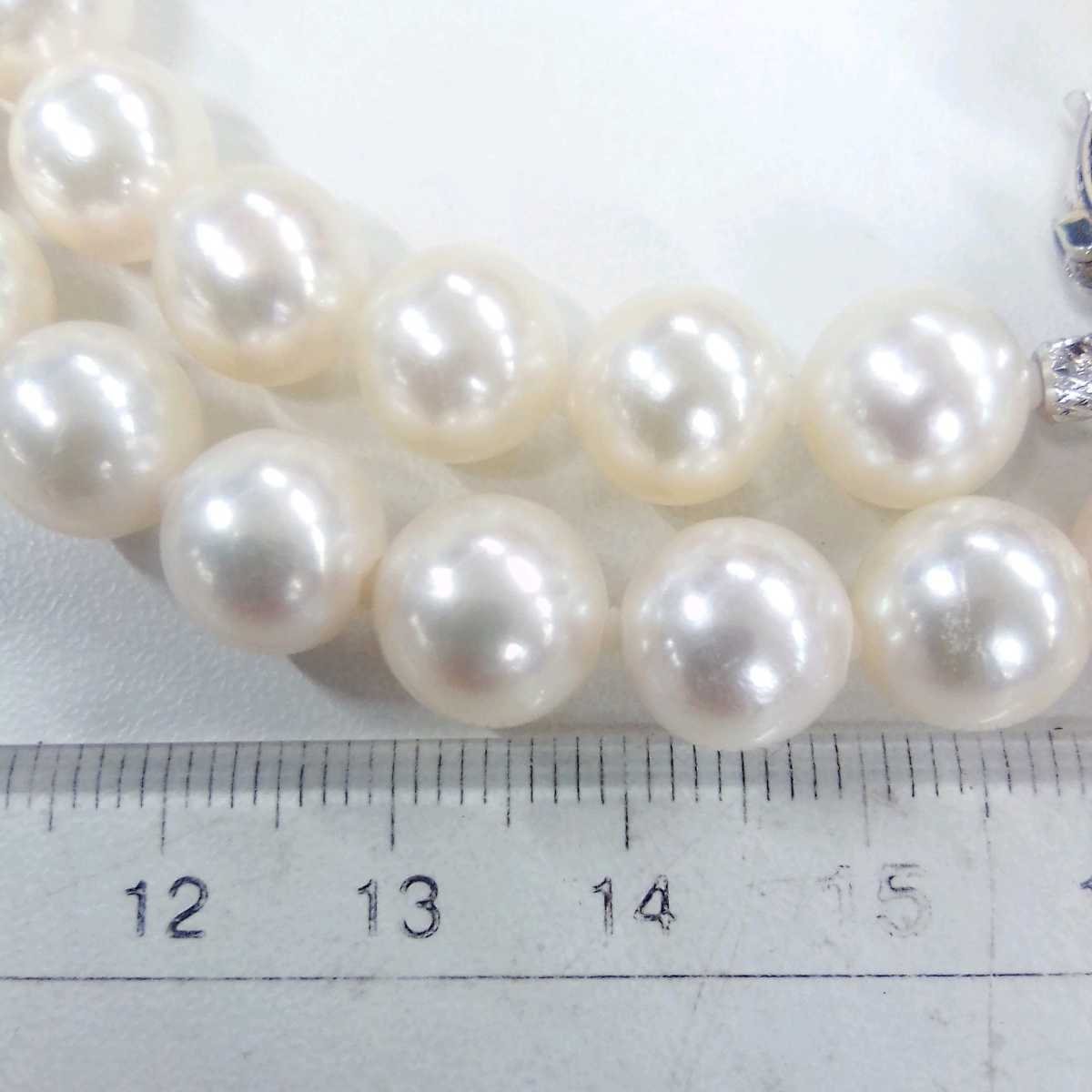 ●ハ3338H◎艷やか本真珠 パールネックレス 44センチ 大珠 9-9.4ミリ珠前後 留め具SILVER刻印あり◎送料込み◎の画像5