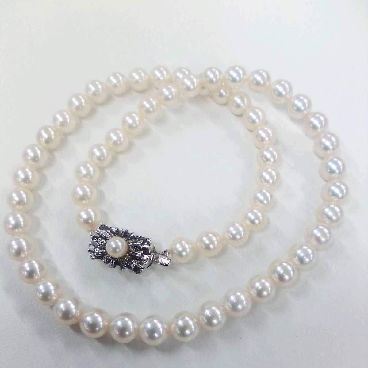 * is 3350H*...book@ pearl pearl necklace 40 centimeter 6.6-7 millimeter . rom and rear (before and after) catch SILVER stamp equipped * postage included *