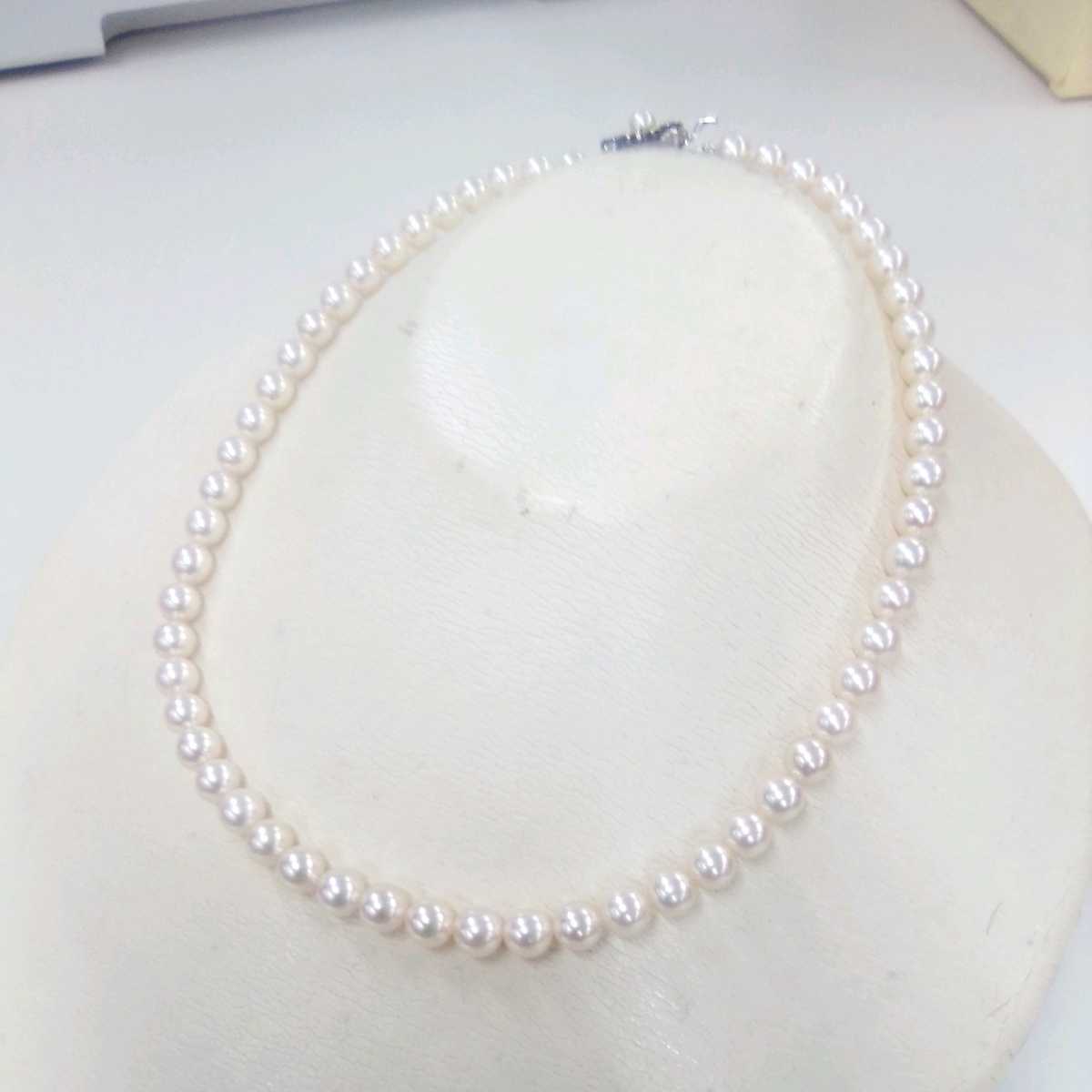 * is 3350H*...book@ pearl pearl necklace 40 centimeter 6.6-7 millimeter . rom and rear (before and after) catch SILVER stamp equipped * postage included *