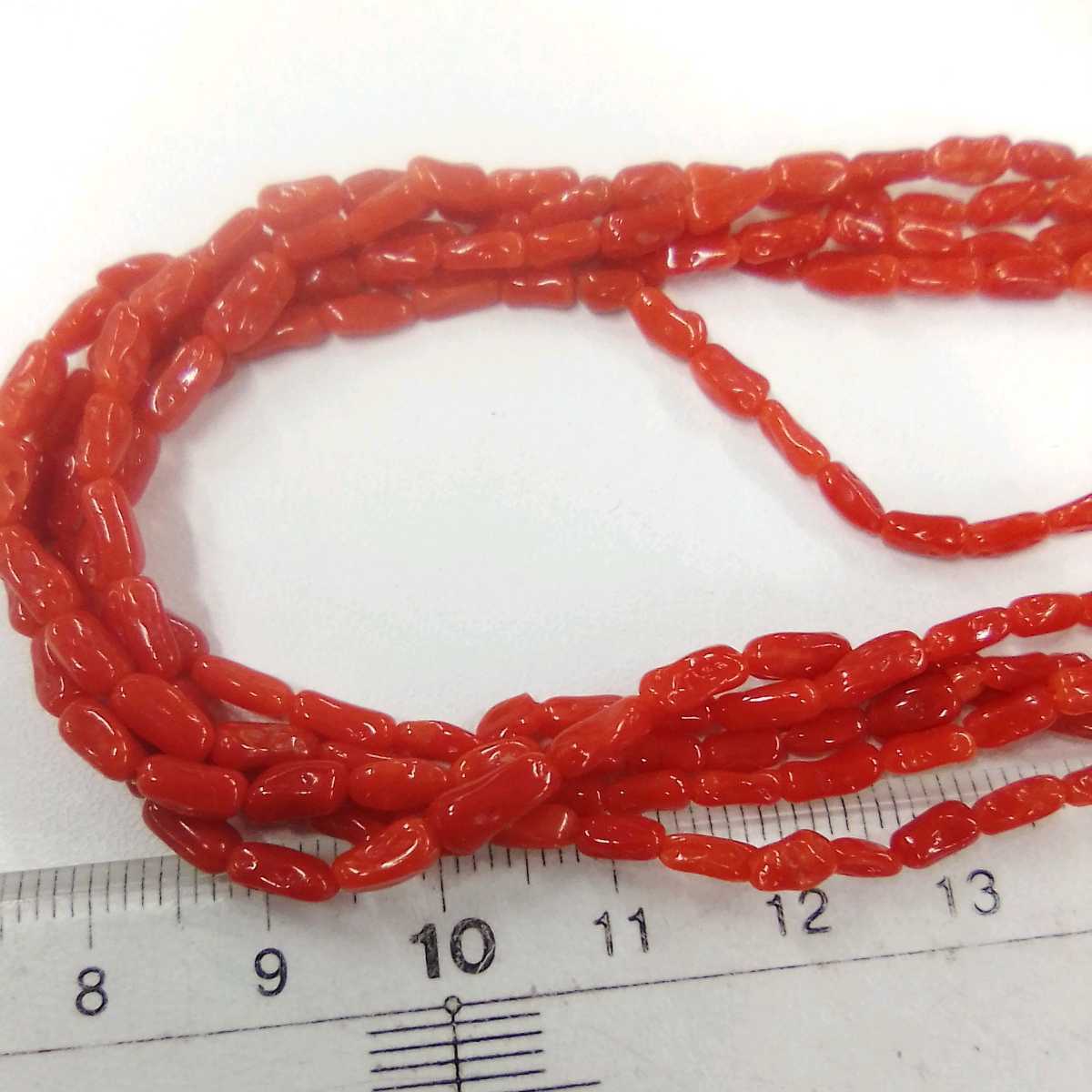 * is 3364H* coral .. red series 5 ream necklace 45 centimeter catch SILVER stamp equipped * earrings together * postage included *