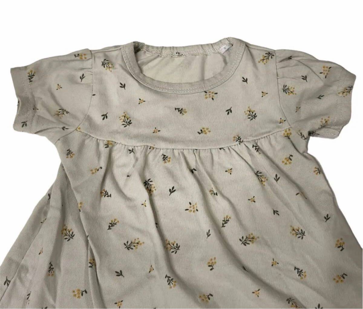  детская одежда короткий рукав выставить 80 размер цветочный принт Kids tops короткий рукав футболка девочка cut and sewn зеленый младенец брюки 