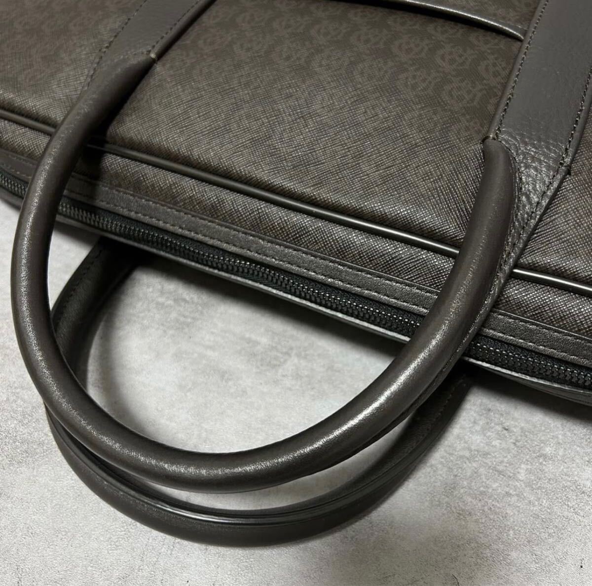 1 jpy ~ Dunhill wing The -PVC× leather Brown 2way business bag 