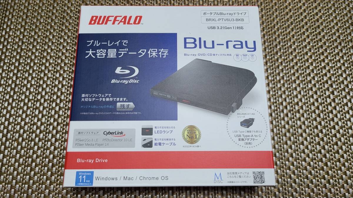 BUFFALO BRXL-PTV6U3-BKB( портативный / установленный снаружи Blue-ray Drive /BDXL/USB3.2 Gen 1)