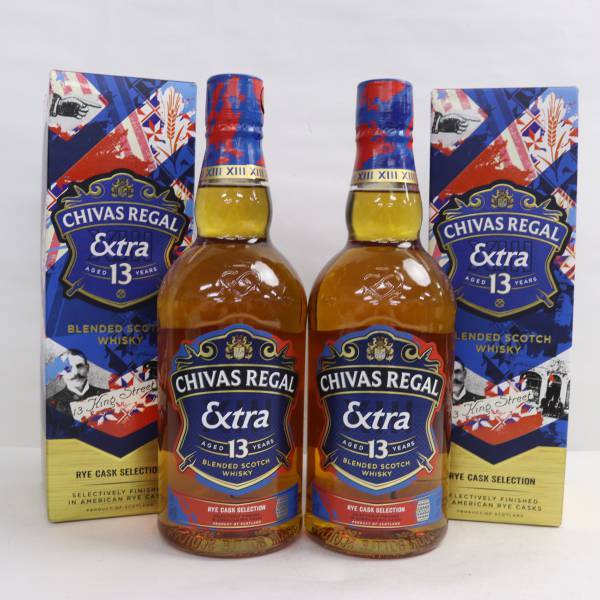 【2本セット】CHIVAS REGAL（シーバスリーガル）13年 エクストラ ライ カスク セレクション 40％ 700ml N24C290010_画像1