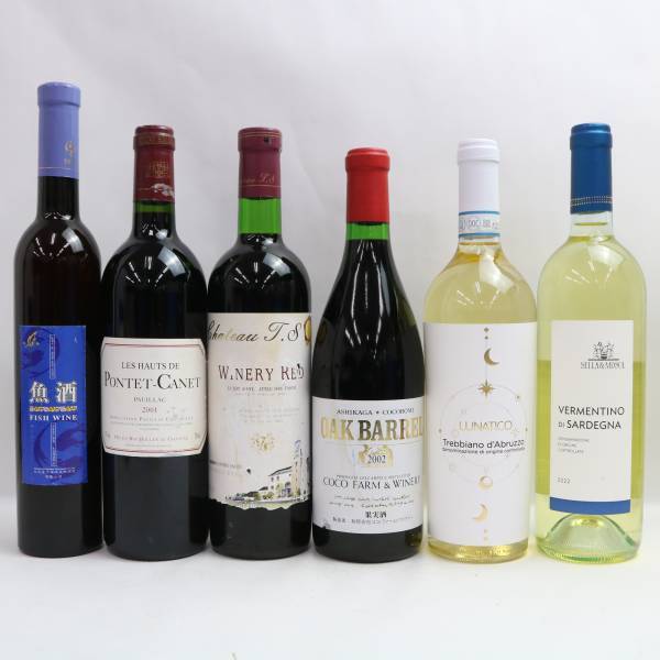 【6本セット】ワイン各種（ルナティコ トレッビアーノ ダブルッツォ 2021 12％ 750ml 等）S24D040091の画像1