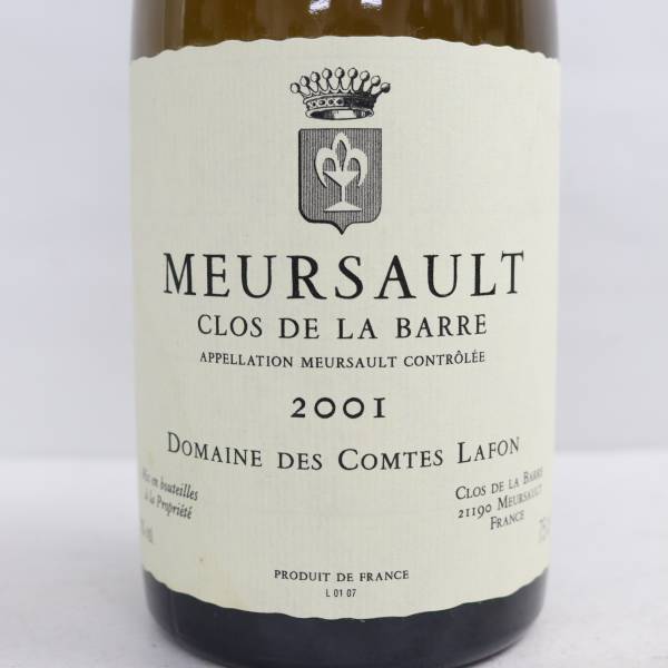 1円~ COMTES LAFON（コント ラフォン）ムルソー クロ ド ラ バール 2001 13％ 750ml X24D110051の画像2