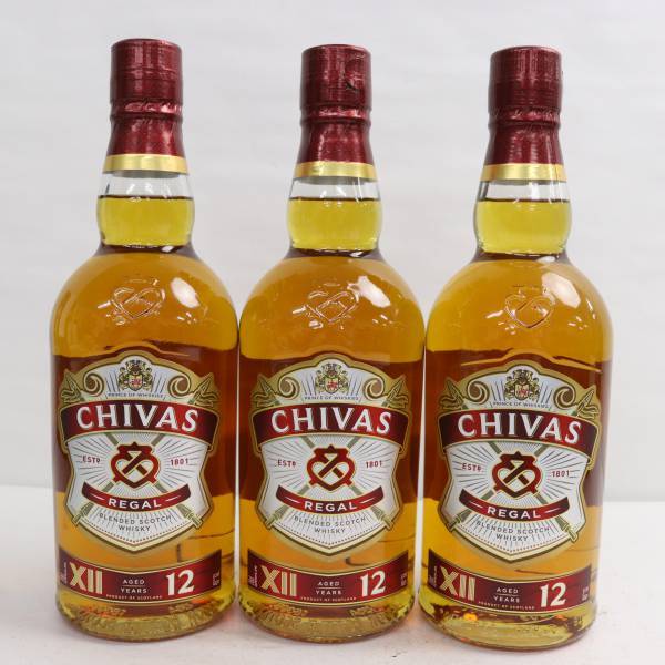 1円~【3本セット】CHIVAS REGAL（シーバス リーガル）12年 40％ 700ml F24B120028の画像1