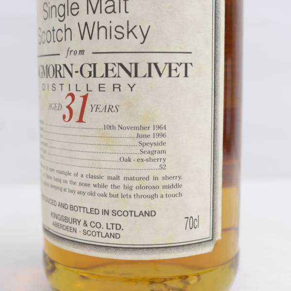 Kingsbury’s（キングスバリー）ロングモーン グレンリベット 31年 オーク ex-シェリーカスク 1964-1996 59% 700ml T24C070003の画像8