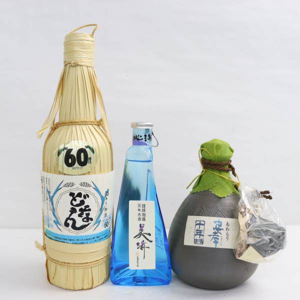 1円~【3本セット】泡盛各種（忠孝 十年古酒 43度 400ml 等）陶器（総重量1921g）S24D190079の画像1