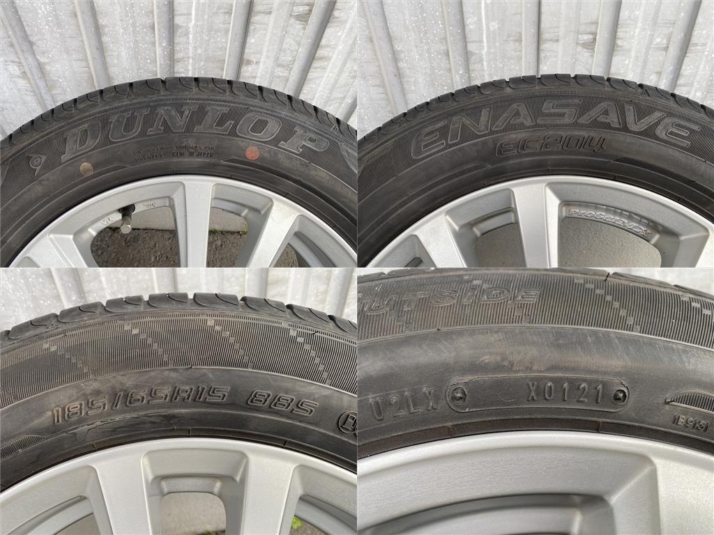 ★富山発　⑬　2１年製　ノーマルタイヤ　15インチ　15×6Ｊ　４穴　アルミ　ＤＵＮＬＯＰ　ダンロップ　185/65Ｒ15　夏　直接引取可　売切_画像5