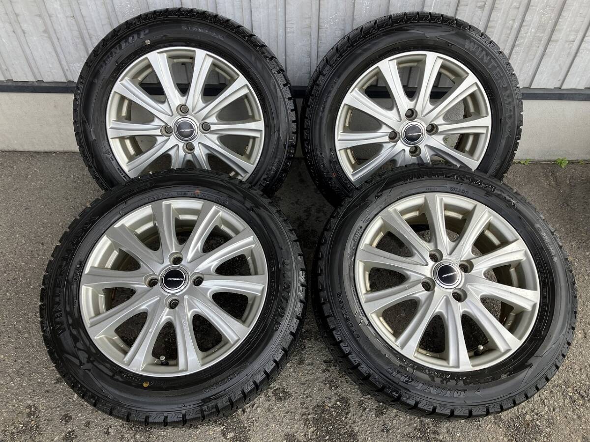 ★富山発 KOSEI AIRBERG 15インチ アルミ DUNLOP ダンロップ WINTERMAXX WM02 185/60R15 スタッドレス 冬 直接引取可 売切の画像1