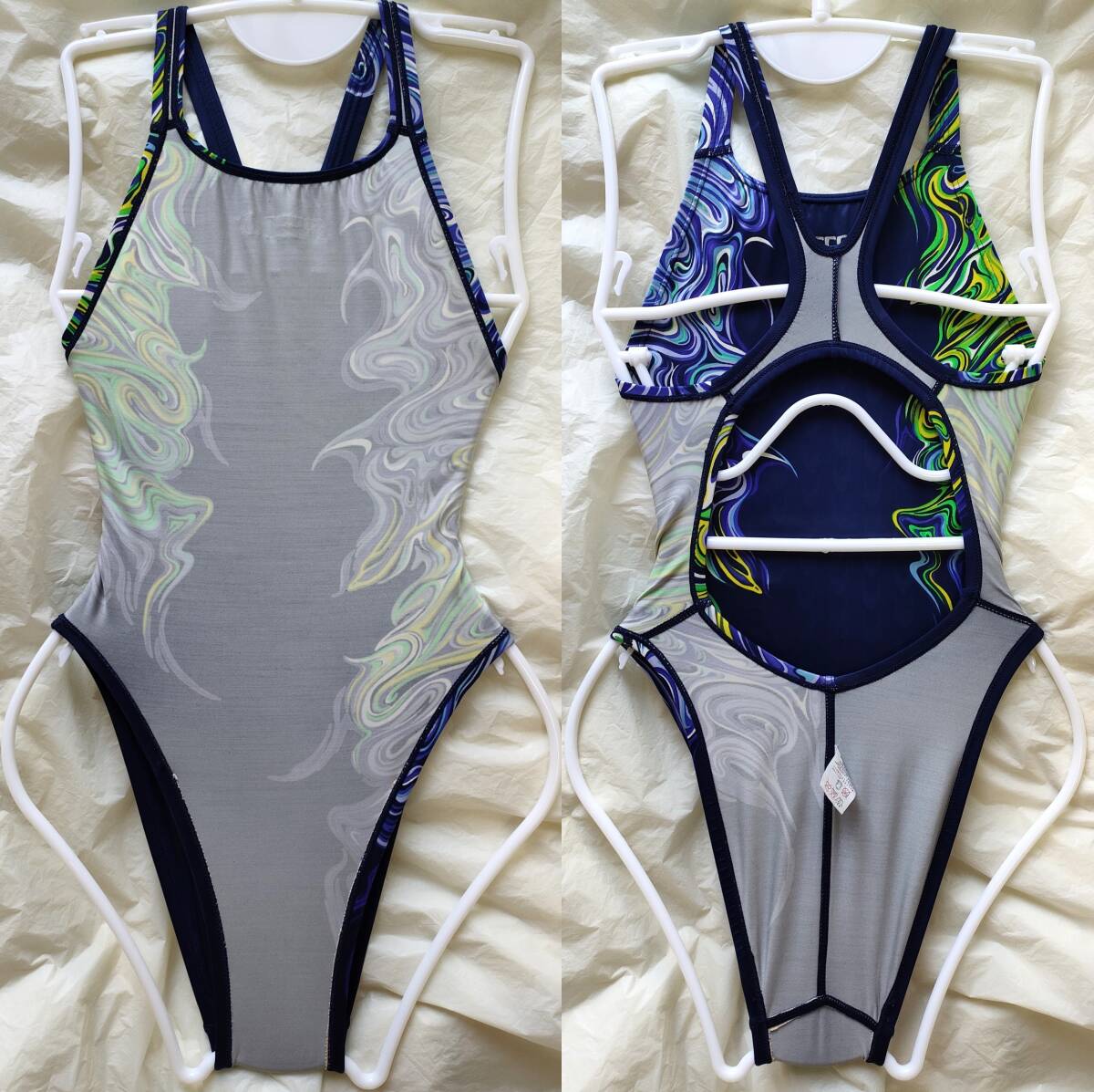 140】SPEEDO アクアブレードⅡ 競泳水着 ハイカット 紺柄黄緑紫 140】SPEEDO アクアブレードⅡ 競泳水着 ハイカット 紺柄黄緑紫