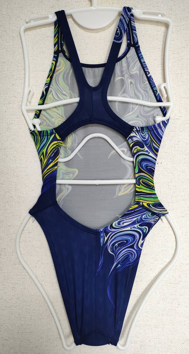 140】SPEEDO アクアブレードⅡ 競泳水着 ハイカット 紺柄黄緑紫 140】SPEEDO アクアブレードⅡ 競泳水着 ハイカット 紺柄黄緑紫