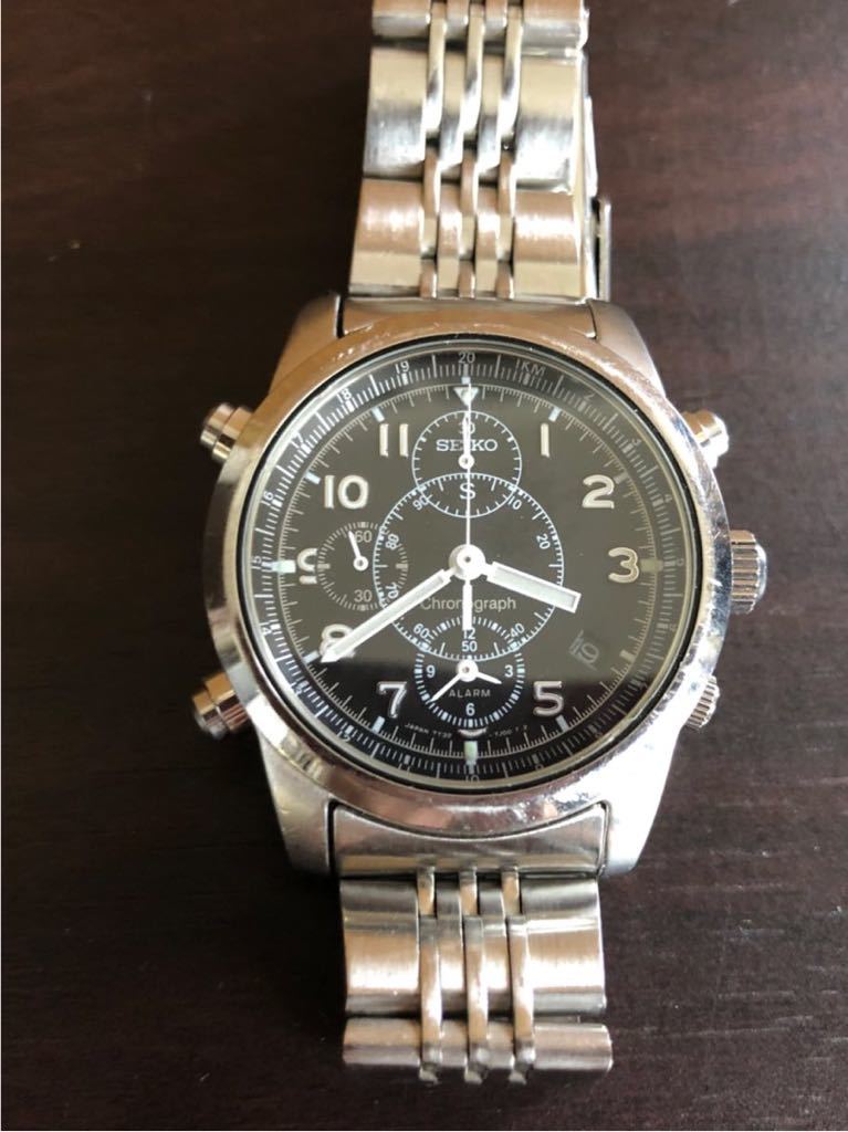 name machine rare operation goods SEIKO 7T32-7E90 chronograph ultrasound  have been cleaned 4 month battery replaced : Real Yahoo auction salling