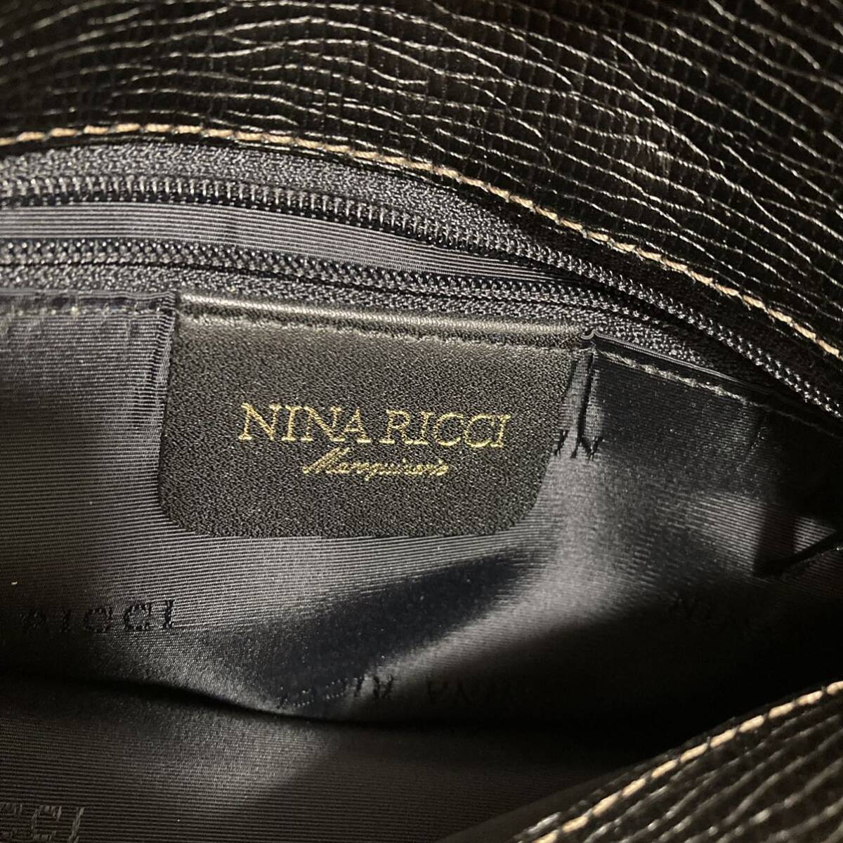 NINA RICCI ニナリッチ レディース 2way ショルダーバッグ トートバッグ 斜め掛け ワンショル 黒 ブラック 本革 牛革 レザー ロゴ ブランド