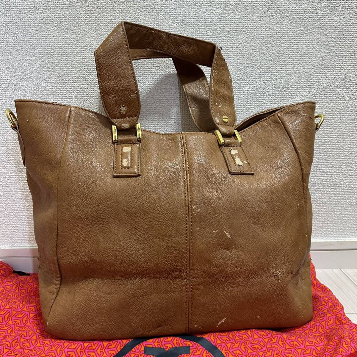 TORY BURCH Tory Burch женский 2way портфель большая сумка сумка на плечо чай цвет Brown кожа Logo утиль бренд 