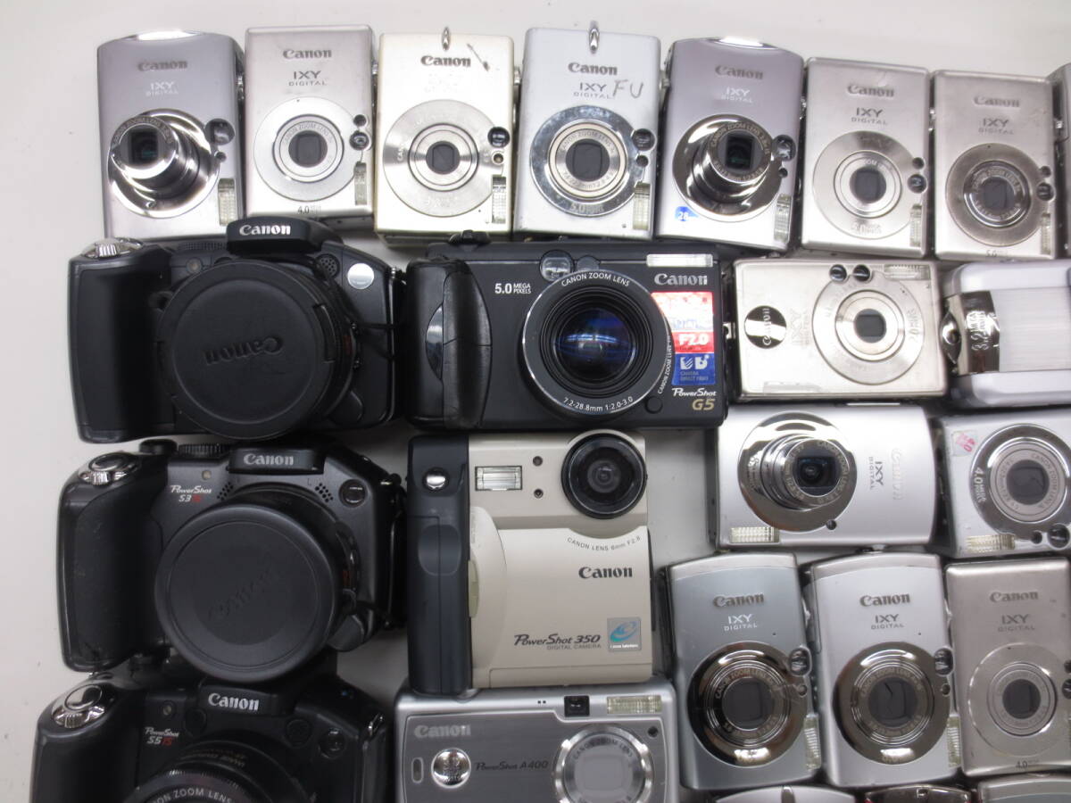 (4913U)ジャンク Canon IXYDIGITAL60 -800IS -L2 PowerShotA20 -S5IS -G2 -TX1 等 まとめて 大量セット 72台 動作未確認 同梱不可の画像2