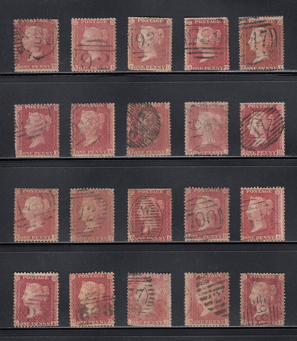 【イギリス(QV)】1854年～ペニーレッド（スター）使用済みクラシック切手20枚大量まとめてロット！希少！！(SdwBkRc78L)の画像1