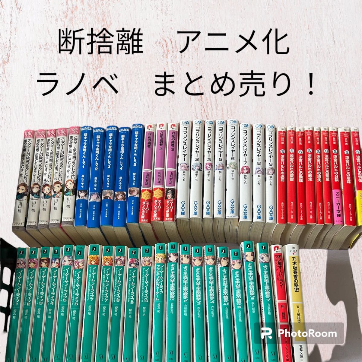 断捨離　アニメ化ラノベまとめ売り　はめふら　弱キャラ　ノゲラ　ようこそ　ゴブリン　ハルヒ　六花　