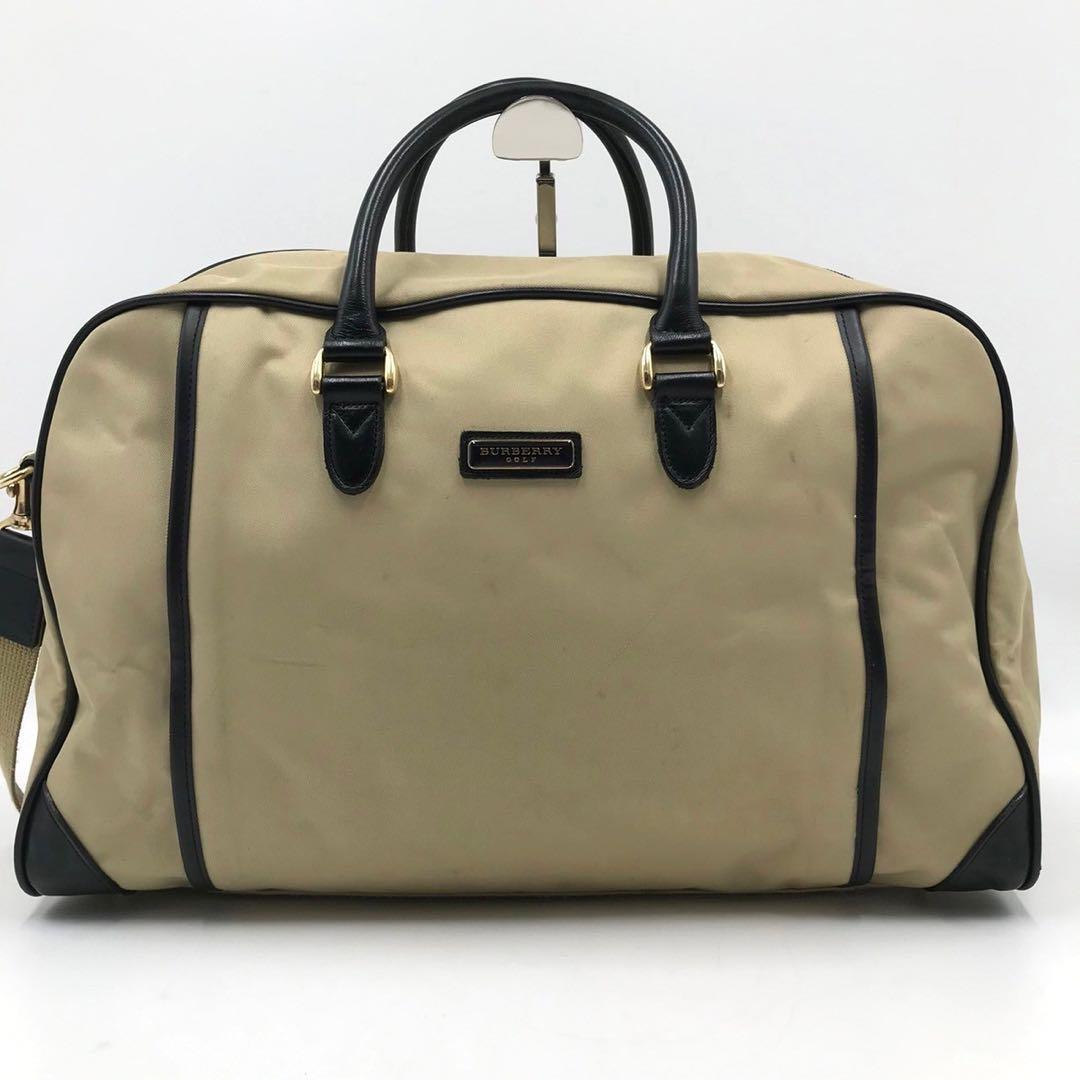  top class / high capacity * Burberry Golf BURBERRY GOLF men's business A4 possible Boston bag hand tote bag shoulder 2way leather beige 