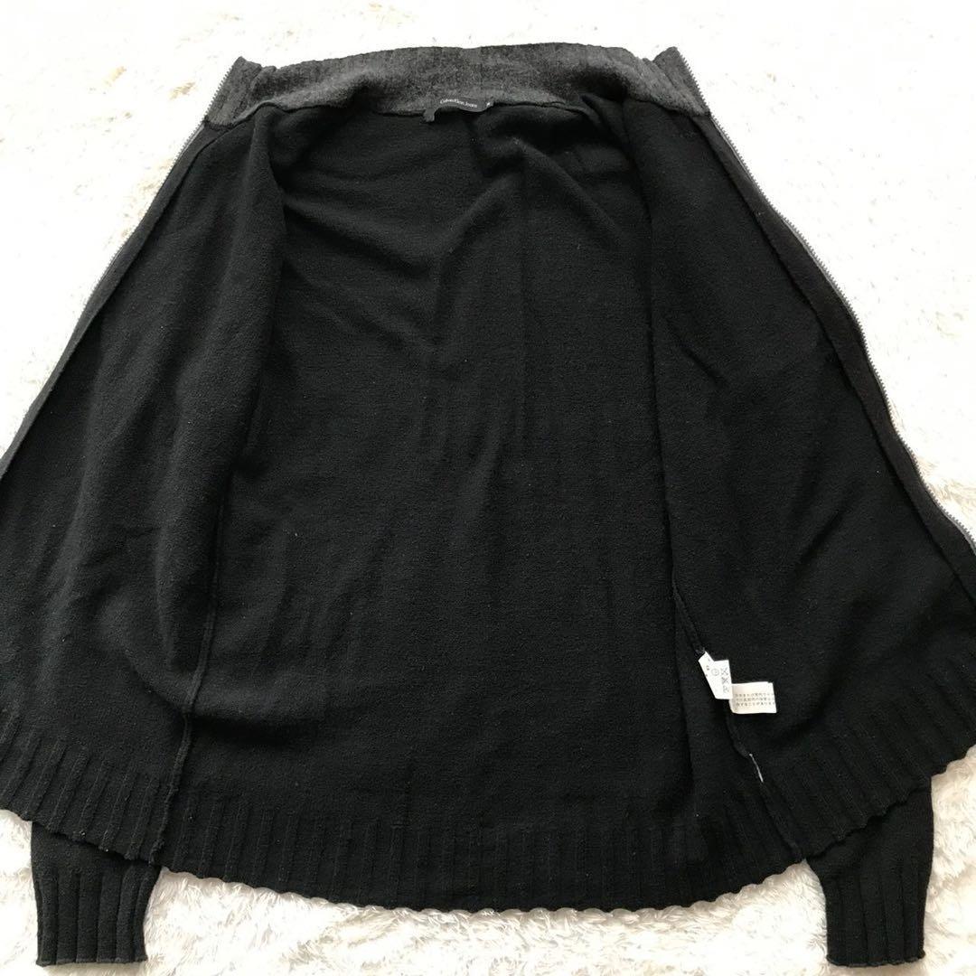 美品/XL●カルバンクライン Calvin Klein ドライバーズニット セーター ジャケット 高級ウール ブラック 黒 メンズ ビジネス LL_画像4