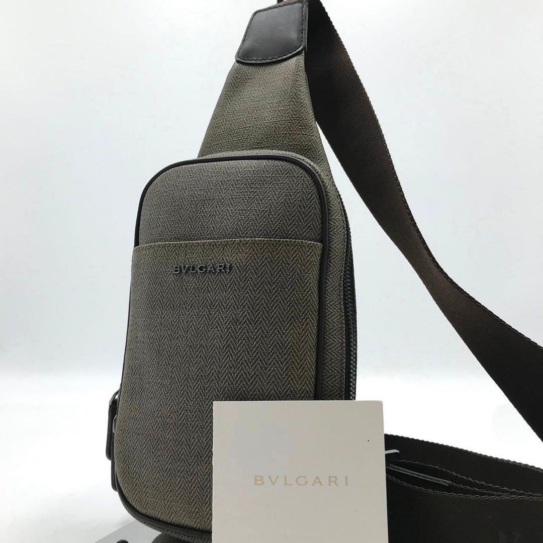  не использовался хранение товар * BVLGARY we k end BVLGARI мужской бизнес сумка на плечо корпус поясная сумка кожа серый серия наклонный ..