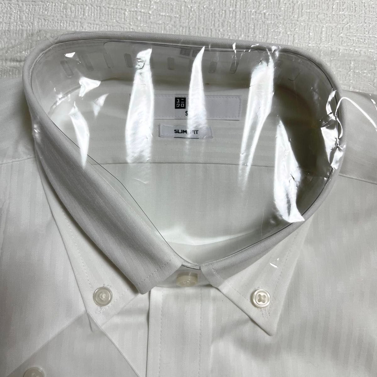 ユニクロ 新品 2枚組 ファインクロス ワイシャツ スリム 長袖 白 メンズS 紳士