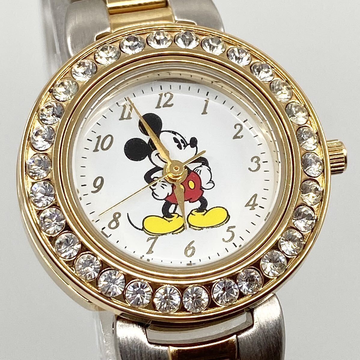 箱付き セット Disney Mickey Mouse 腕時計 交換ベルト 交換ベゼル クォーツquartz ゴールド 金 ディズニー ミッキー ストア Y683の画像5