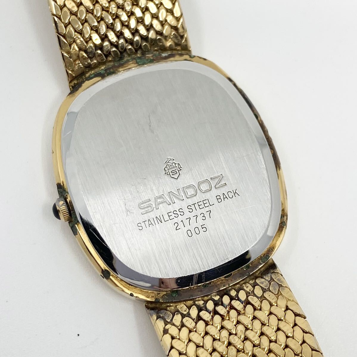 SANDOZ 腕時計 ストーン ドットインデックス 3針 クォーツ quartz Swiss ゴールド 金 サンドス Y815_画像8