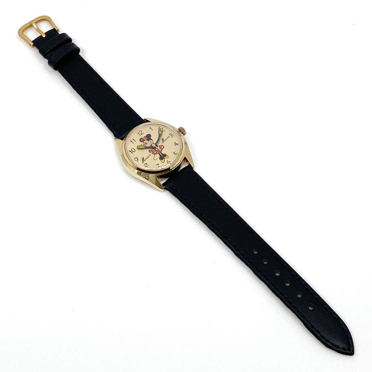 レア Minnie Mouse 腕時計 手巻き 機械式 ラウンド アラビアン 3針 ゴールド 金 ミニーマウス ウォッチ 5000-6030 Y681の画像6
