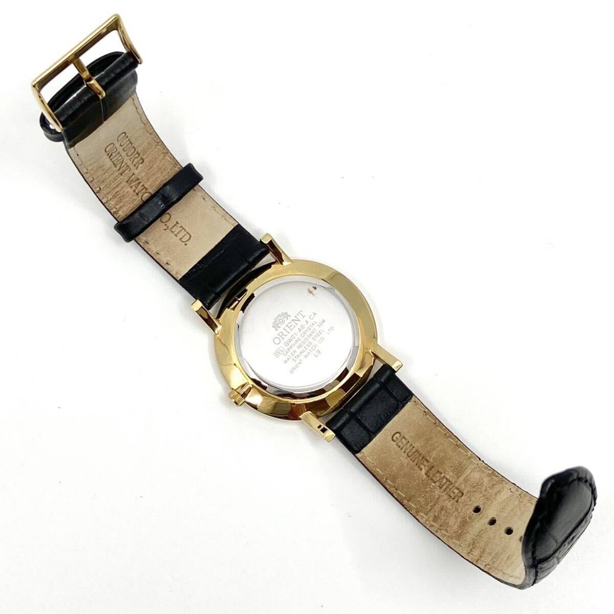 ORIENT 腕時計 デイト サファイアクリスタル ラウンド バーインデックス 2針 クォーツ quartz ゴールド 金 オリエント Y691の画像8