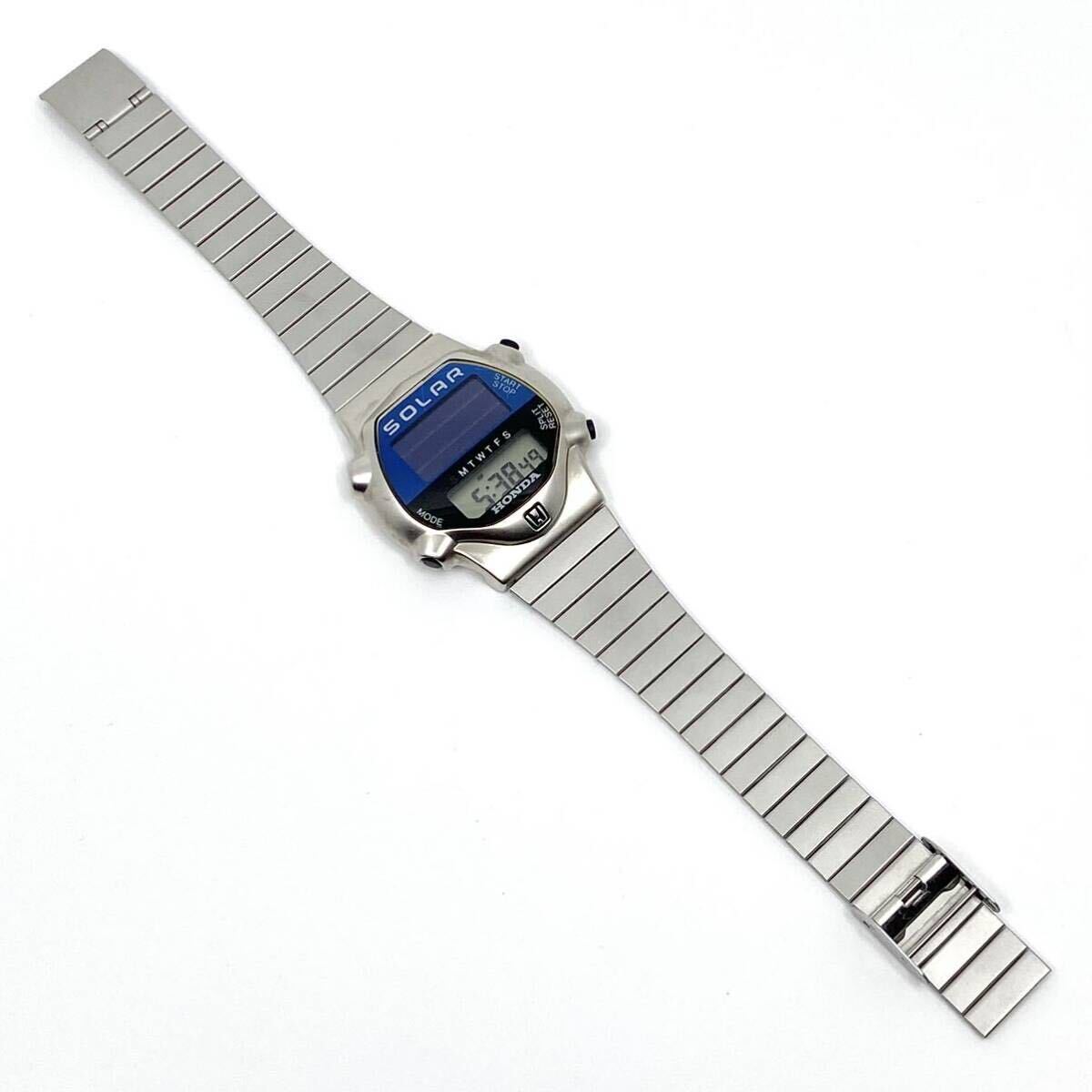 希少 美品 HONDA 腕時計 ソーラー solar デジタル W175-4A10 ウォッチ シルバー 銀 ホンダ Y656の画像6