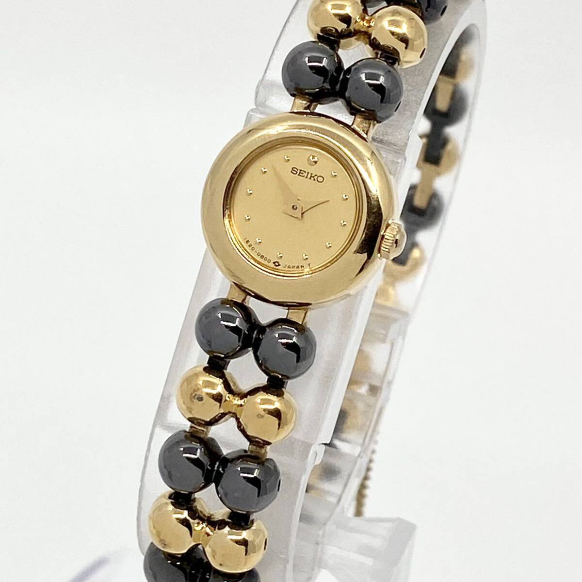 SEIKO 腕時計 ブレスウォッチ ラウンド ドットインデックス 2針 クォーツ quartz ゴールド 金 セイコー Y733の画像1