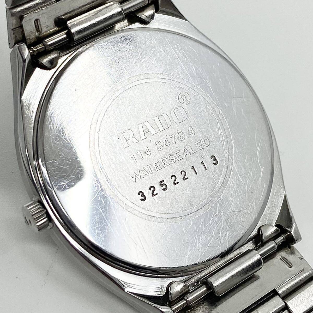 RADO 腕時計 デイデイト クッション バーインデックス 3針 クォーツ quartz シルバー 銀 ラドー Y768の画像7