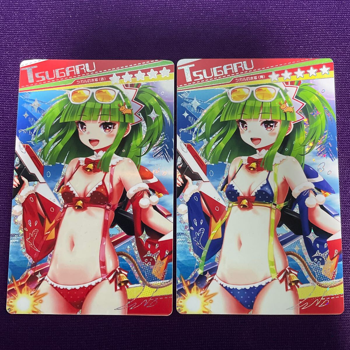 【送料無料】ツガル ツガルの水着(赤)(青)/2種セット/レア/ボンバーガール/カードコネクト/CARD CONNECT/beatmaniaIIDX/弐寺/武装神姫_画像1