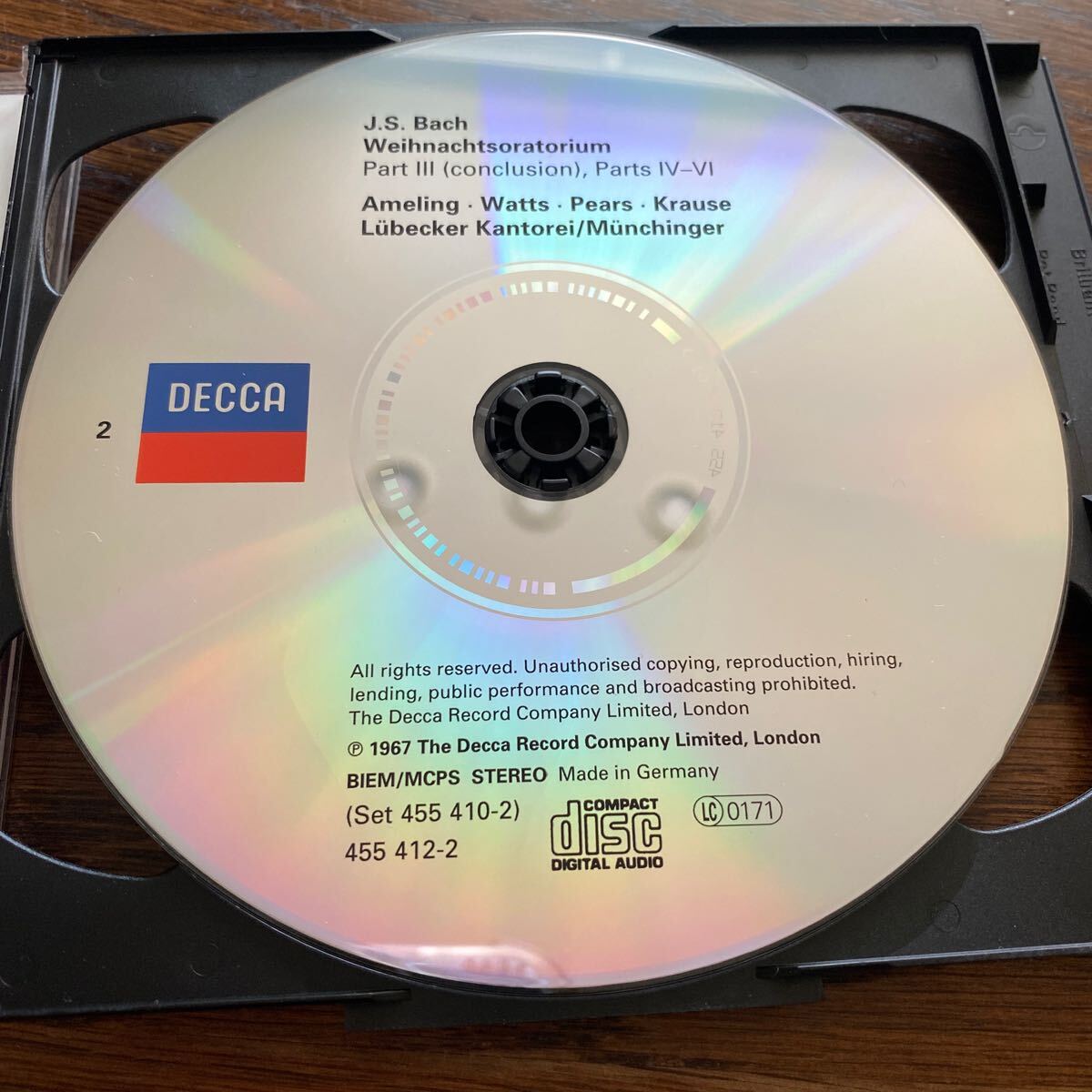 中古CD J.S. バッハ クリスマス オラトリオ BWV 248 カール ミュンヒンガー シュトゥットガルト室内管弦楽団 J.S. BACH CHRISTMAS ORATORIO_画像4