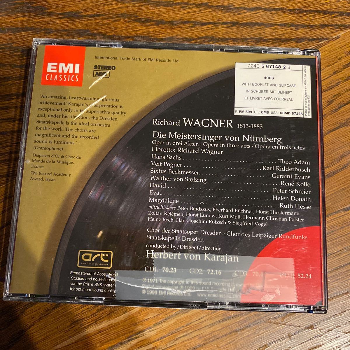 中古CD ニュルンベルクのマイスタージンガー ワーグナー ヘルベルト フォン カラヤン WAGNER Die Meistersinger von Nurnbergの画像4