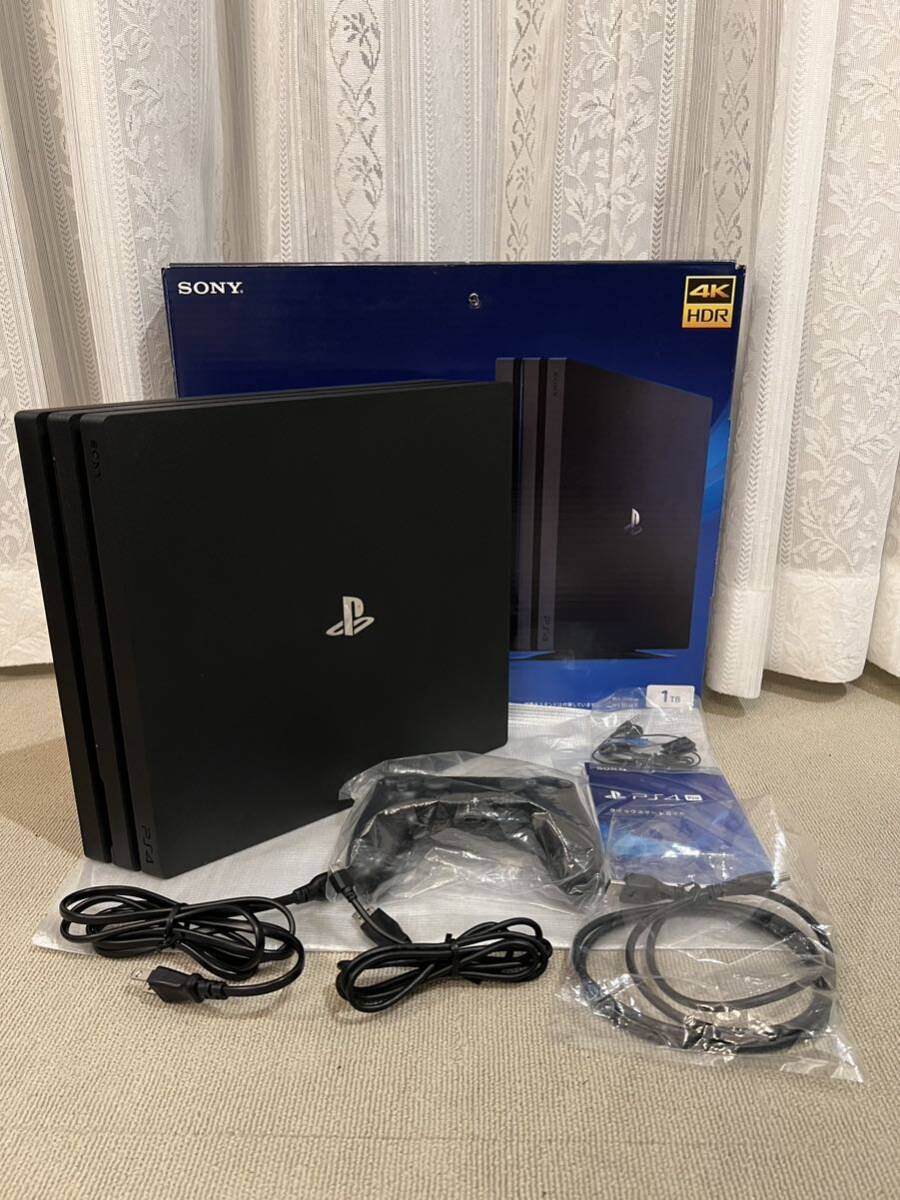 PS4 Pro 本体 セット 1TB ブラック SONY PlayStation4 CUH-7200B 初期化 動作確認済 プレステ_画像1