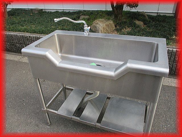 舟形シンク 業務用1槽シンク 流し台 中古 ステンレス 900×450×800mm 舟型シンク 訳アリ 大阪発 厨房用品 No.345
