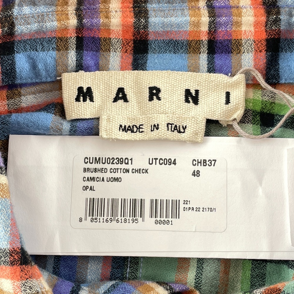 MARNI マルニ 22SS CUMU0239Q1 パッチワークシャツ グリーン／ブルー 48 トップス コットン メンズ 中古の画像4