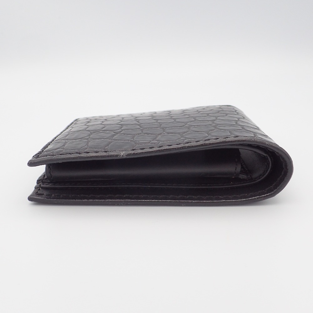 新品同様 FUNNY ファニー ビルフォード ポロサスクロコダイル 二つ折り財布（小銭入れあり） ブラック_画像6