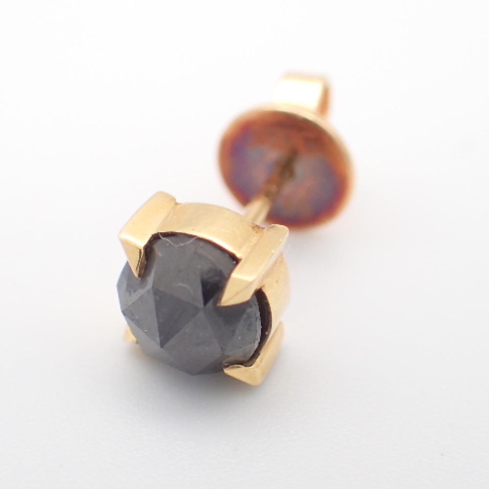 SJX SJ X 6ZP0050 K18 rose cut 0.9 black diamond Monde stud earrings black / yellow gold 