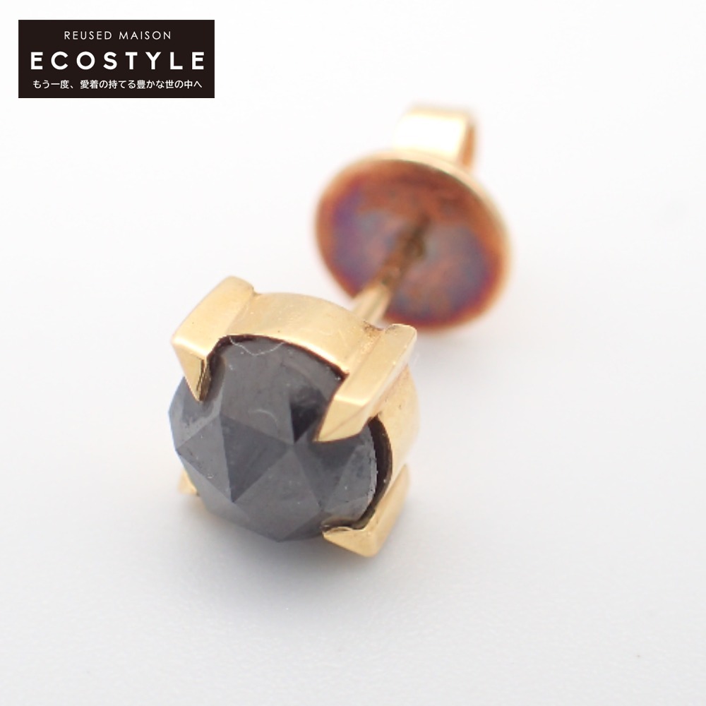 SJX SJ X 6ZP0050 K18 rose cut 0.9 black diamond Monde stud earrings black / yellow gold 