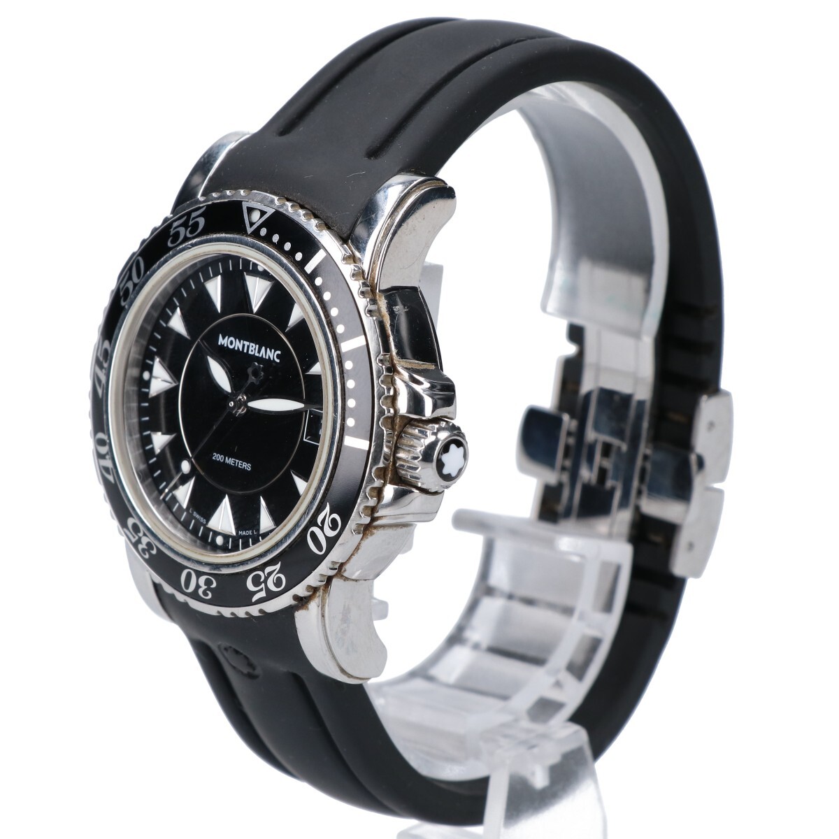 MONTBLANC Montblanc 3278 MEISTERSTUCK my? Star shute.k Date 7037 quartz rubber belt wristwatch silver / black 