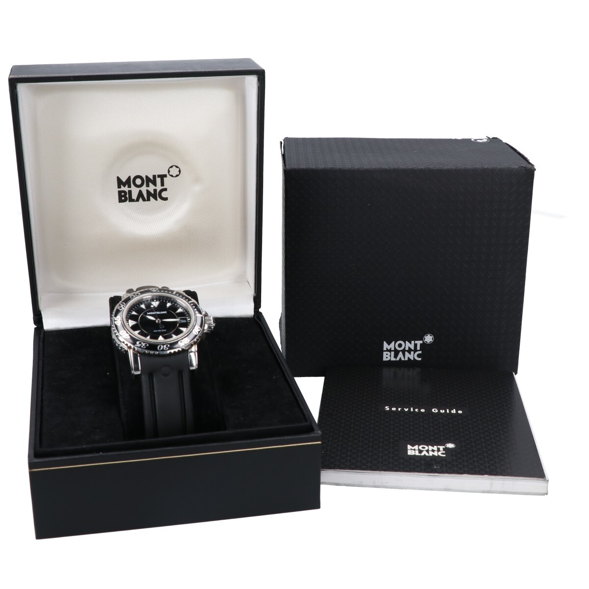 MONTBLANC Montblanc 3278 MEISTERSTUCK my? Star shute.k Date 7037 quartz rubber belt wristwatch silver / black 