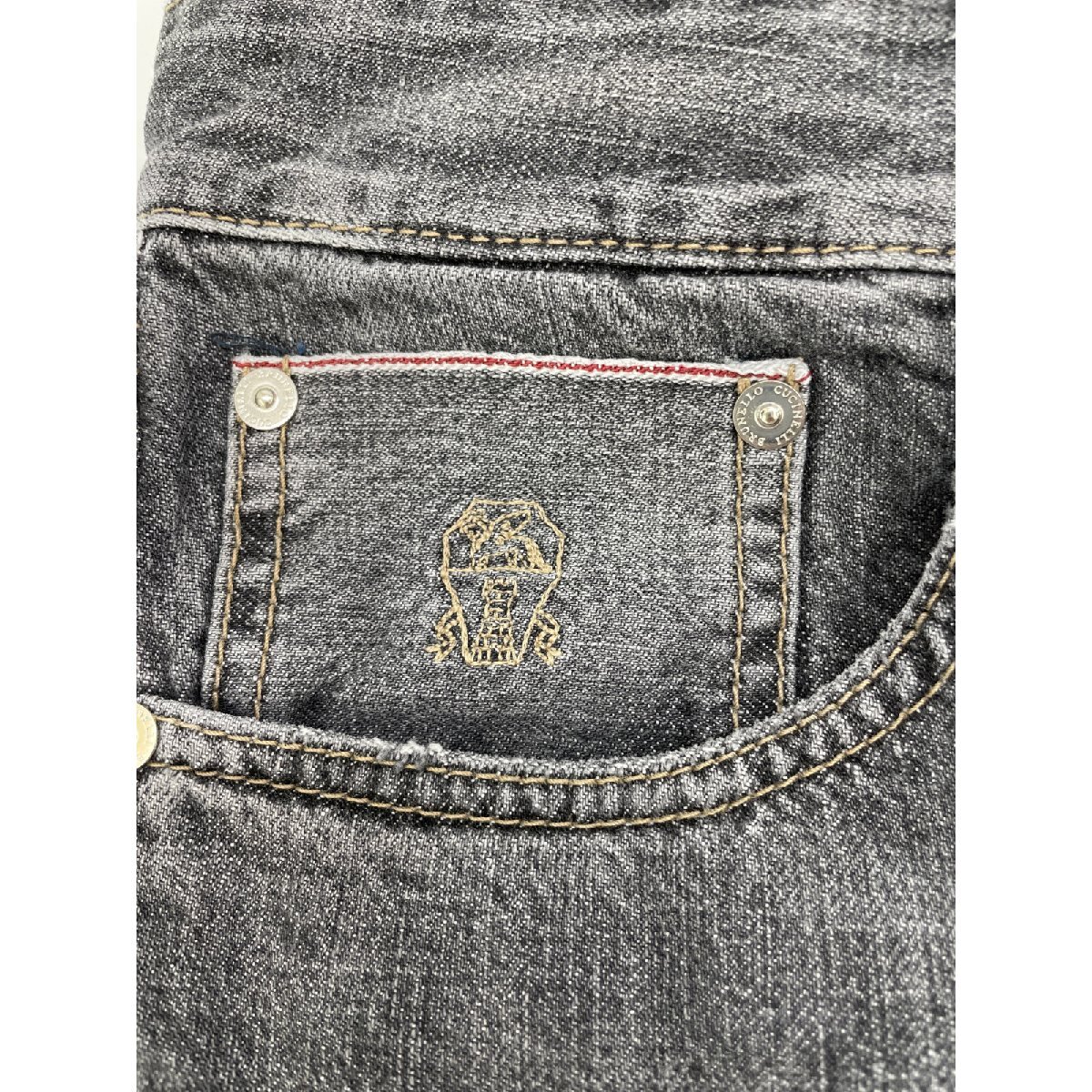 Brunello Cucinelli ブルネロクチネリ グレー コットン 1P刺繍 デニムパンツ グレー 表記なし ボトムス コットン メンズ 中古_画像7