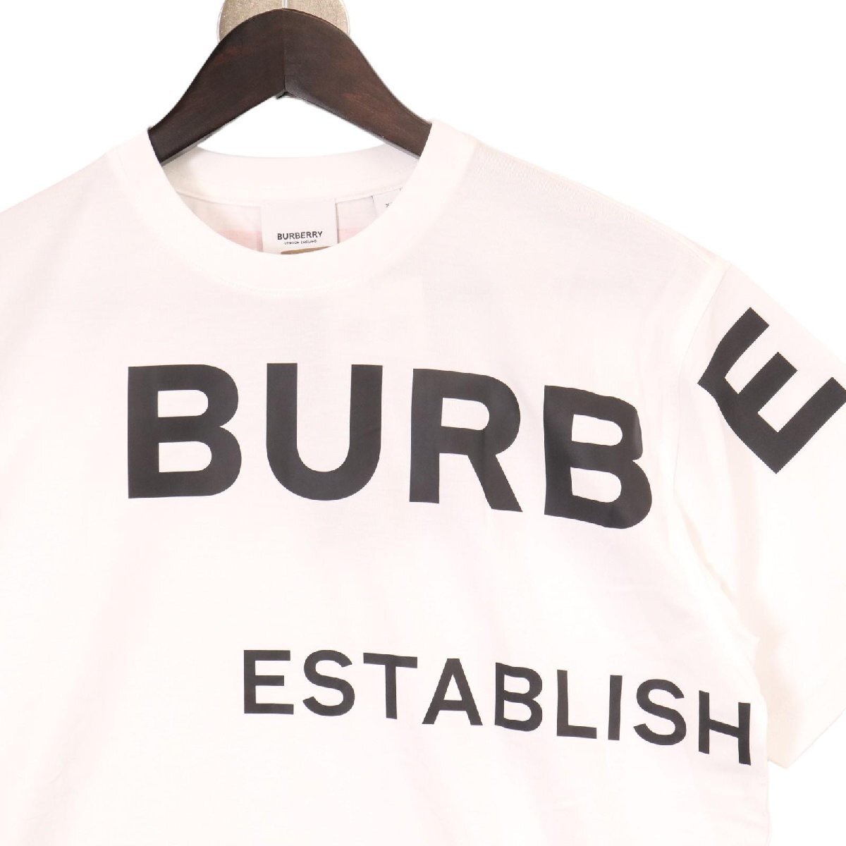 BURBERRY バーバリー 20AW 8017103 ホースフェリープリントロゴTシャツ ホワイト XS トップス コットン メンズ 中古_画像3