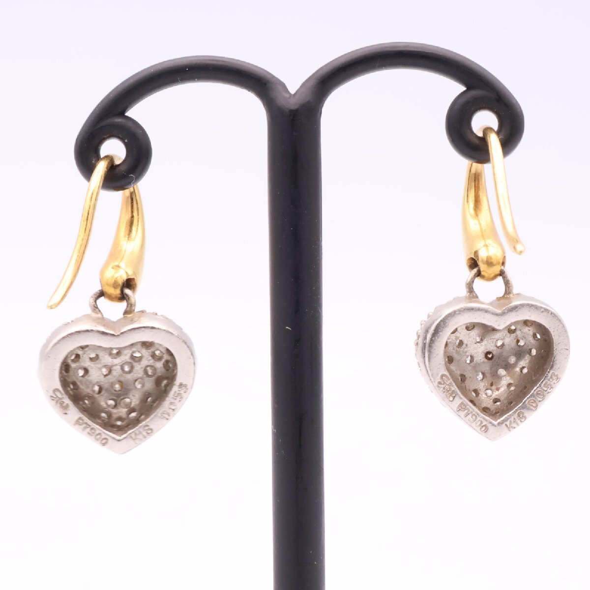  beautiful goods / STAR JEWELRY Star Jewelry PT900xK18YG/D0.53g Heart mere diamond both ear for earrings lady's 