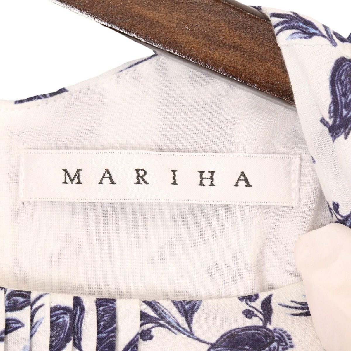 MARIHA マリハ 夢の国のドレス ホワイト／ブルー 36 ワンピース コットン レディース 中古_画像8